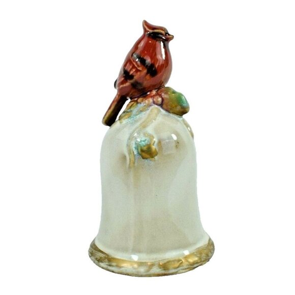 Vintage Cardinal Holiday Christmas Bell Porcelain 5.5 inch Tall Seasonal Decor - Picture 4 of 5